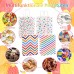 12 Stück Bunte Geschenktüten Kindergeburtstag, 21x15x8 cm Punkte Klein Papiertüten mit Henkel, Regenbogen Geburtstagstüten Kinder Kraftpapier Mitgebsel Tüten für Geburtstag Giveaways Hochzeit Party